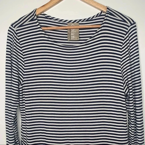 Dolan Anthropologie Left Coast Collection Navy Stripe Long Sleeve Dress Large - Picture 5 of 9